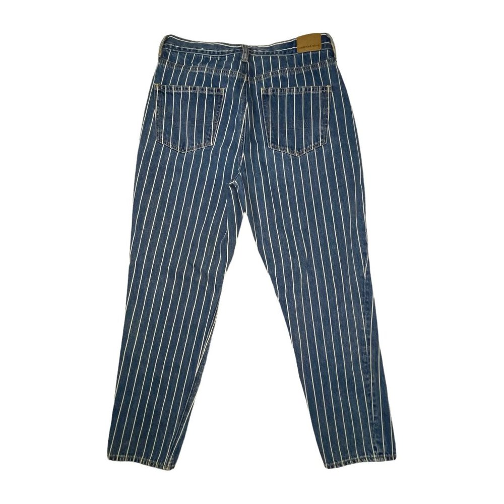American Eagle Outfitters AEO Striped Denim Mom Tapered Leg Ankle Jeans 8 Reg 26 - Picture 6 of 9